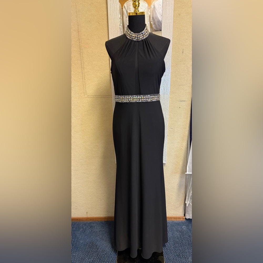 Chic Black Maxi Dress with Embellished Details